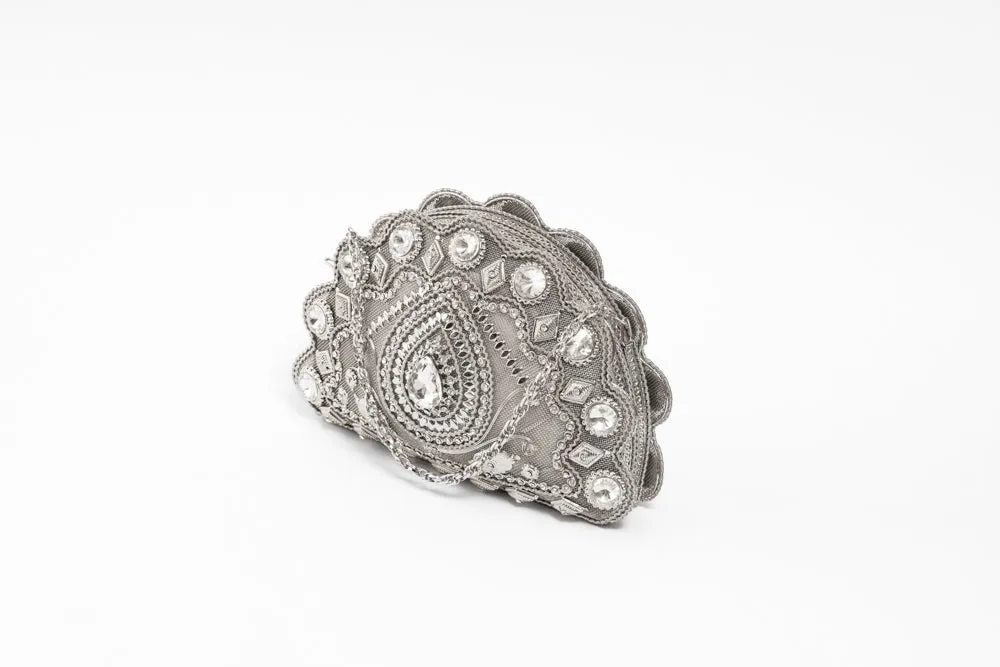 Classic Shell Beadwork Bridal Clutch
