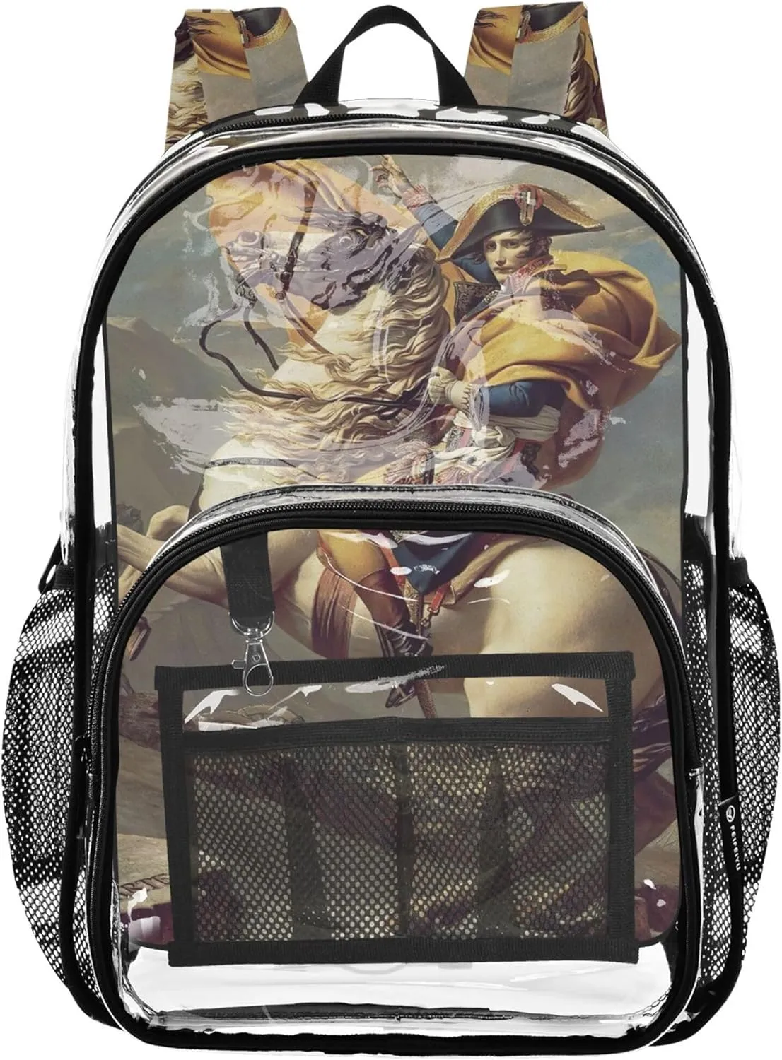 Clear Backpack Women Cute Napoleon Horse Neoclassical Painting Girls Backpack Kids Boys School Clear Shoulder Bag