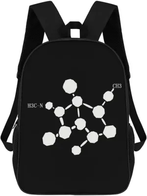 Cocaine Molecule Formula Chemistry 17 Inch Laptop Backpack Adjustable Strap Daypack Shoulder Bag for Travel School