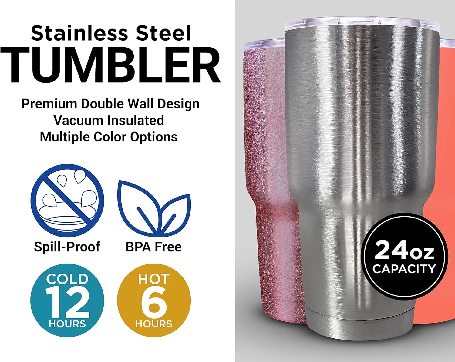 Collegiate Custom Personalized Kennesaw State Unviersity, 24 oz Insulated Stainless Steel Tumbler with Engraved Name (Black) Officially Licensed Collegiate Product