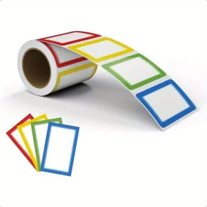 Colorful Name Tag Stickers for Kids with Bold Borders