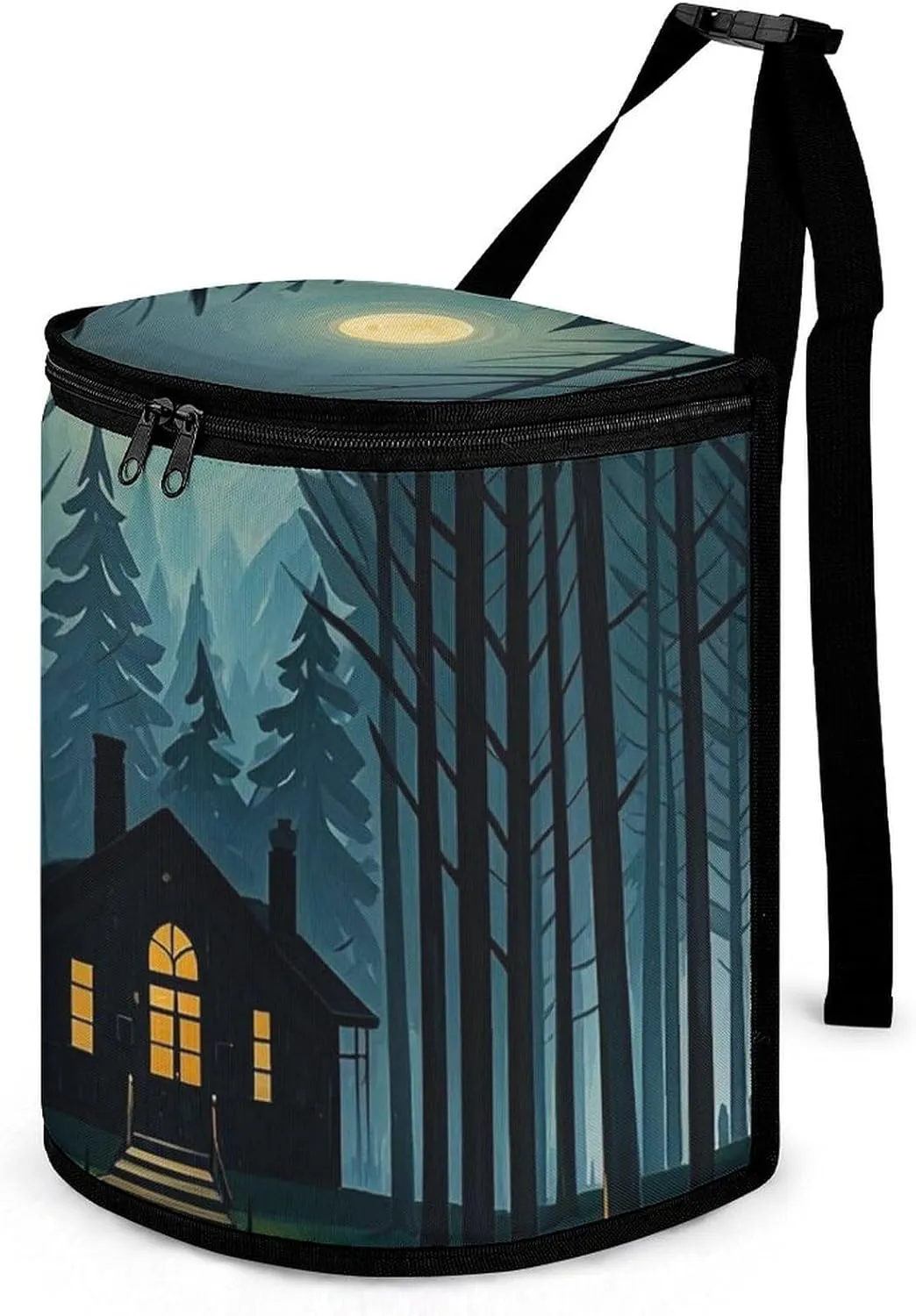 Compact Car Garbage Storage Bag, The Black Hut Print Car Trash Container Reinforced Handle – Fits Console & Seat Pockets