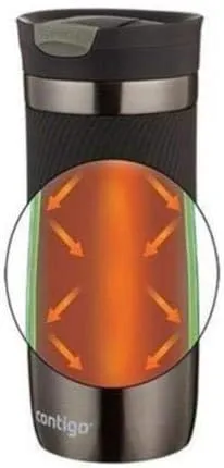 Contigo Byron Snapseal Travel Mug, Stainless Steel Thermal mug, vacuum flask, leakproof tumbler, coffee mug with BPA free Easy-Clean Lid, 470 ml, Stainless Steel