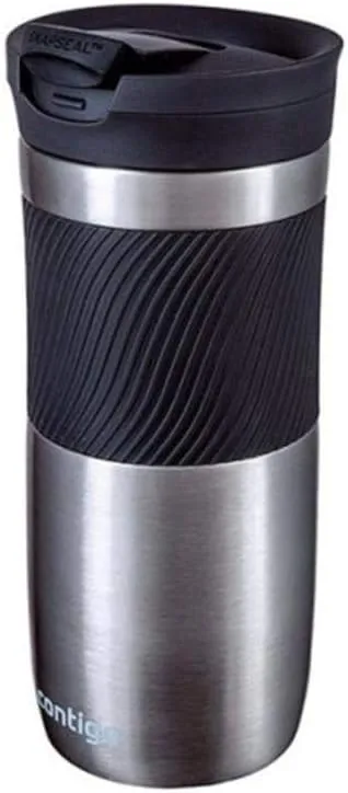 Contigo Byron Snapseal Travel Mug, Stainless Steel Thermal mug, vacuum flask, leakproof tumbler, coffee mug with BPA free Easy-Clean Lid, 470 ml, Stainless Steel