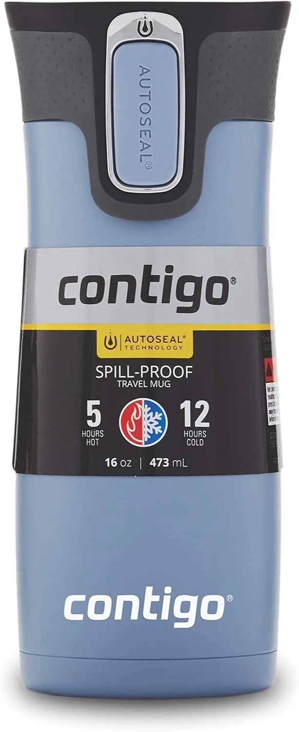 Contigo West Loop Stainless Steel Vacuum-Insulated Travel Mug with Spill-Proof Lid, 16 Ounces, Earl Grey