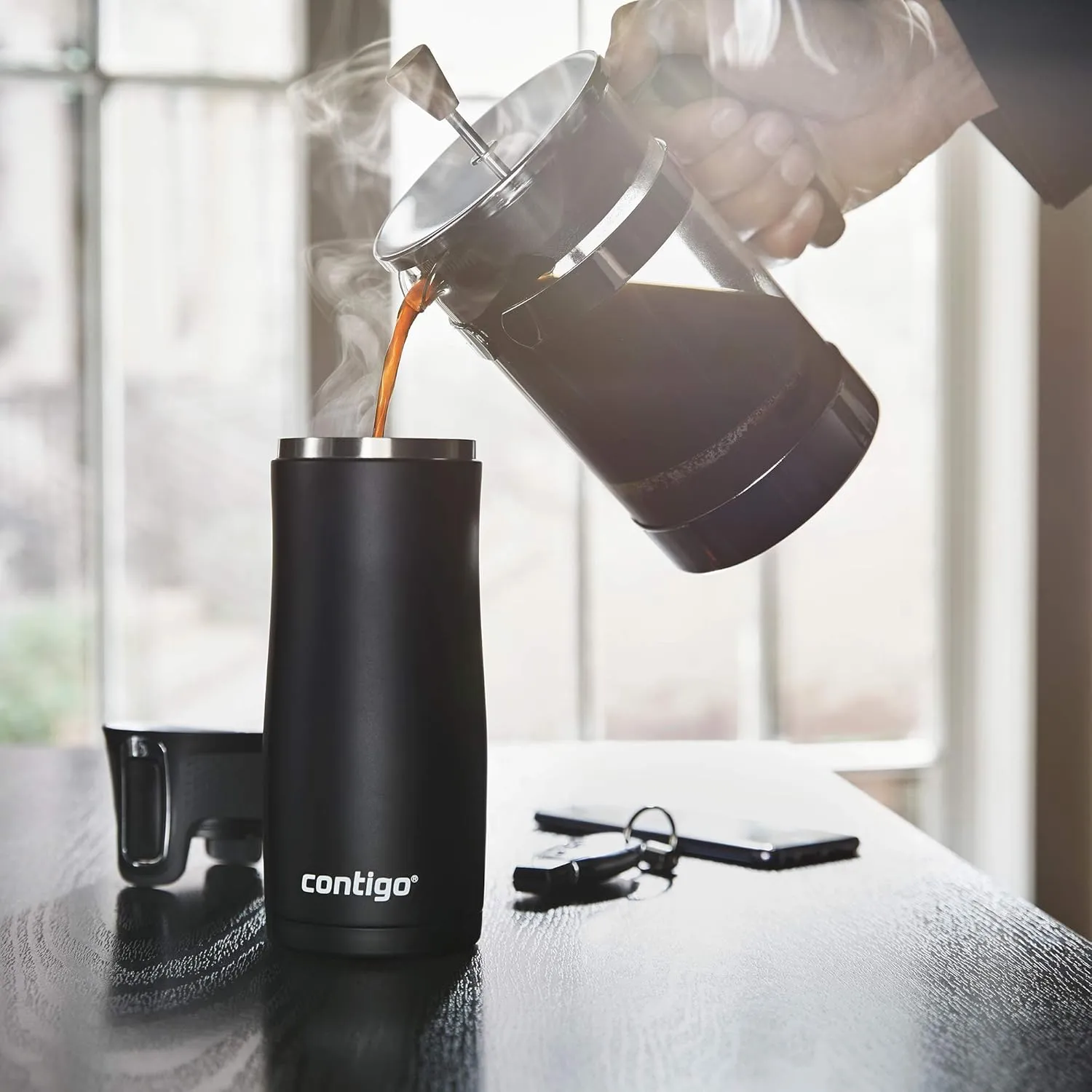 Contigo West Loop Stainless Steel Vacuum-Insulated Travel Mug with Spill-Proof Lid, 16 Ounces, Earl Grey
