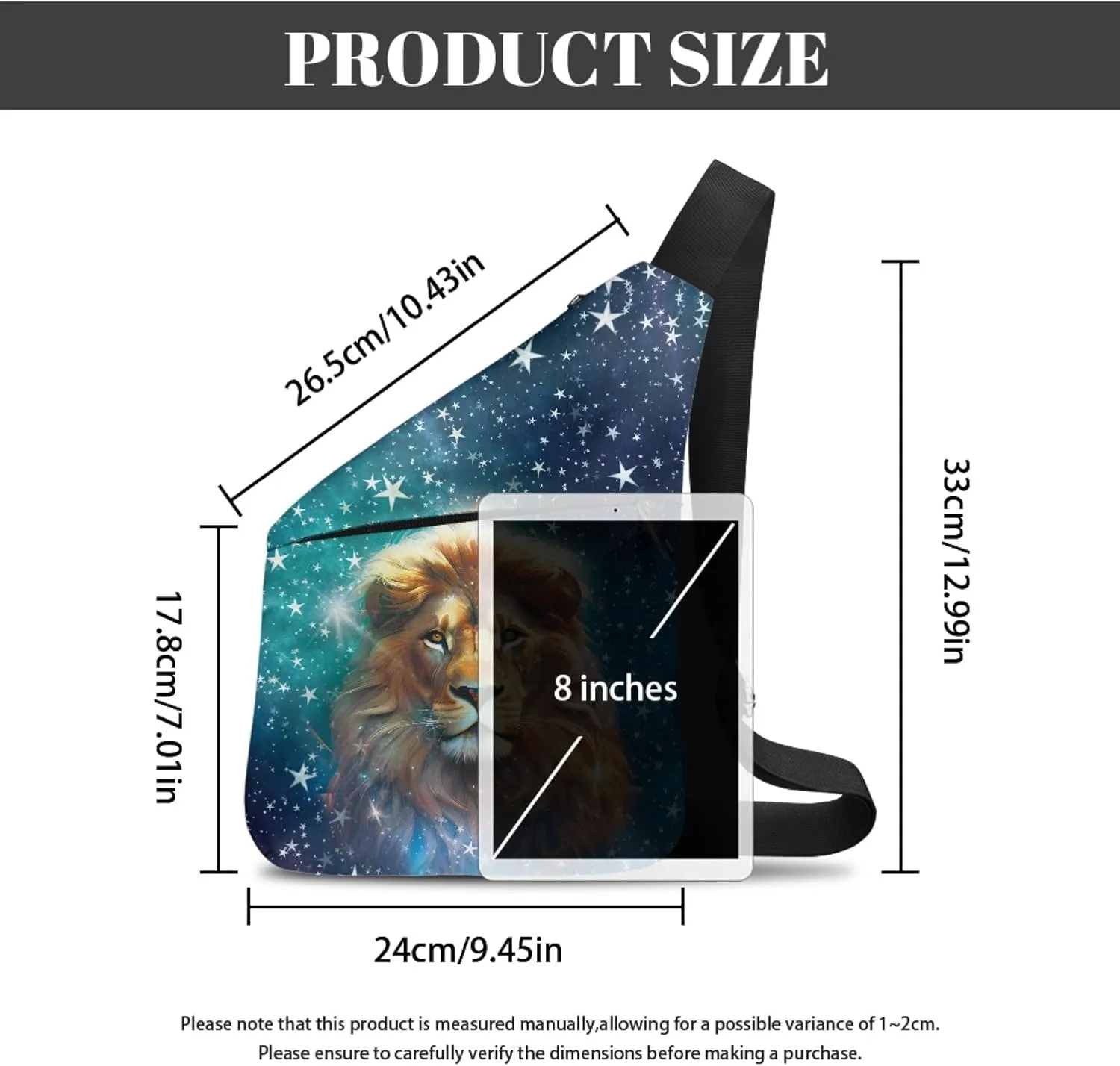 Cool Lion Print Shoulder Bag for Men Multifunctional Slim Carry Crossbody Bag with Smooth Zipper Personal Travel Bag Crossbody Bags for Men Travel Outdoors