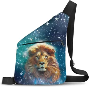 Cool Lion Print Shoulder Bag for Men Multifunctional Slim Carry Crossbody Bag with Smooth Zipper Personal Travel Bag Crossbody Bags for Men Travel Outdoors