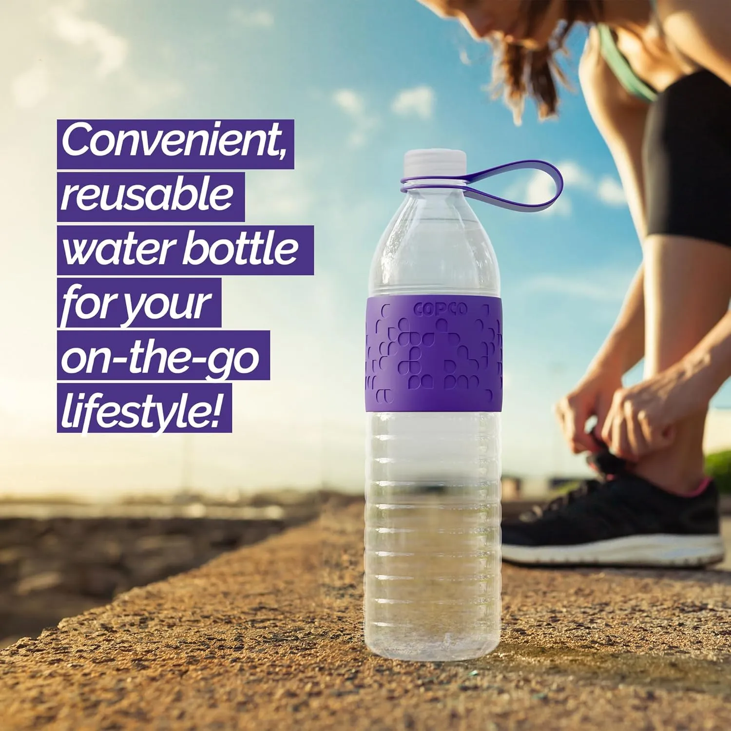 Copco Hydra 20 oz Tritan Water Bottle with Leak-Proof Lid & Textured Grip - BPA-Free, Dishwasher Safe, Easy Twist-Open for Ice & Fruit - Fits Cup Holders, Lightweight, Durable( Purple)