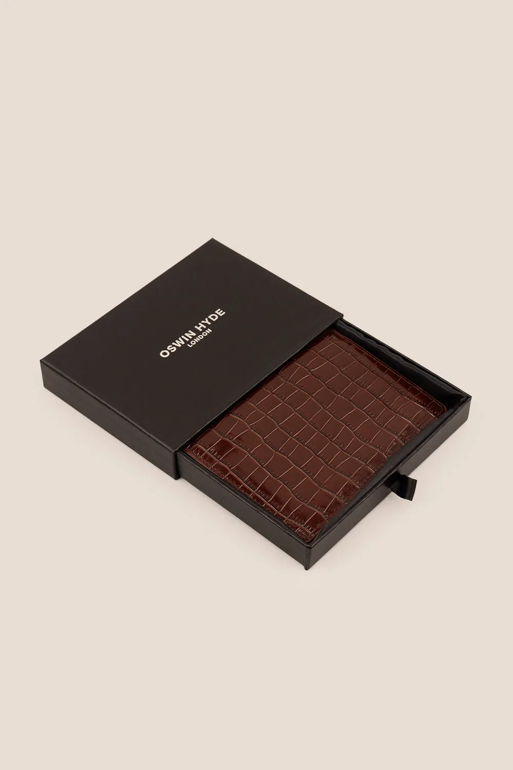 Covent Brown Croc Passport Holder