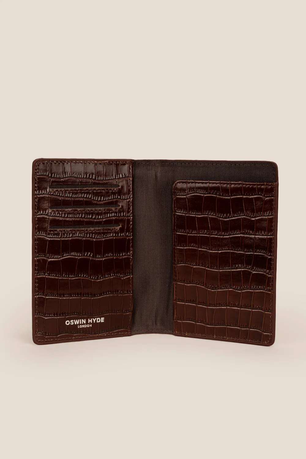 Covent Brown Croc Passport Holder