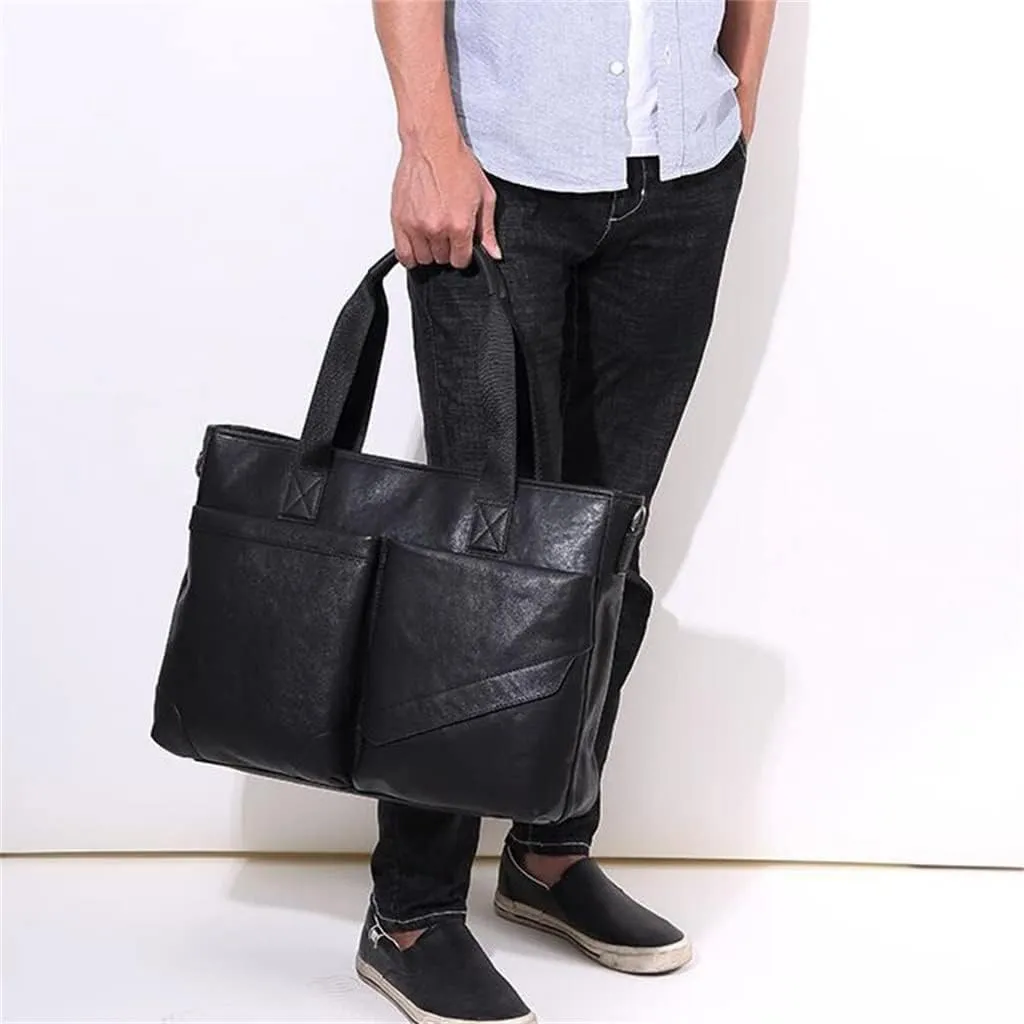 Cowhide Handbag Business Briefcase Male Leather Bag Shoulder Bag Short Business Trip Travel Men's Bag