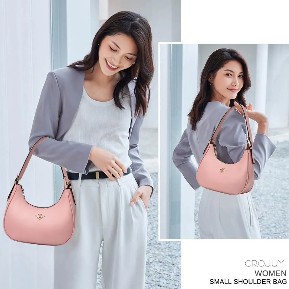 CROJUYI Small Crescent Shoulder Bags Purses for Women Retro Classic Clutch Hobo Tote Purse and Handbag Cute Crossbody Bags