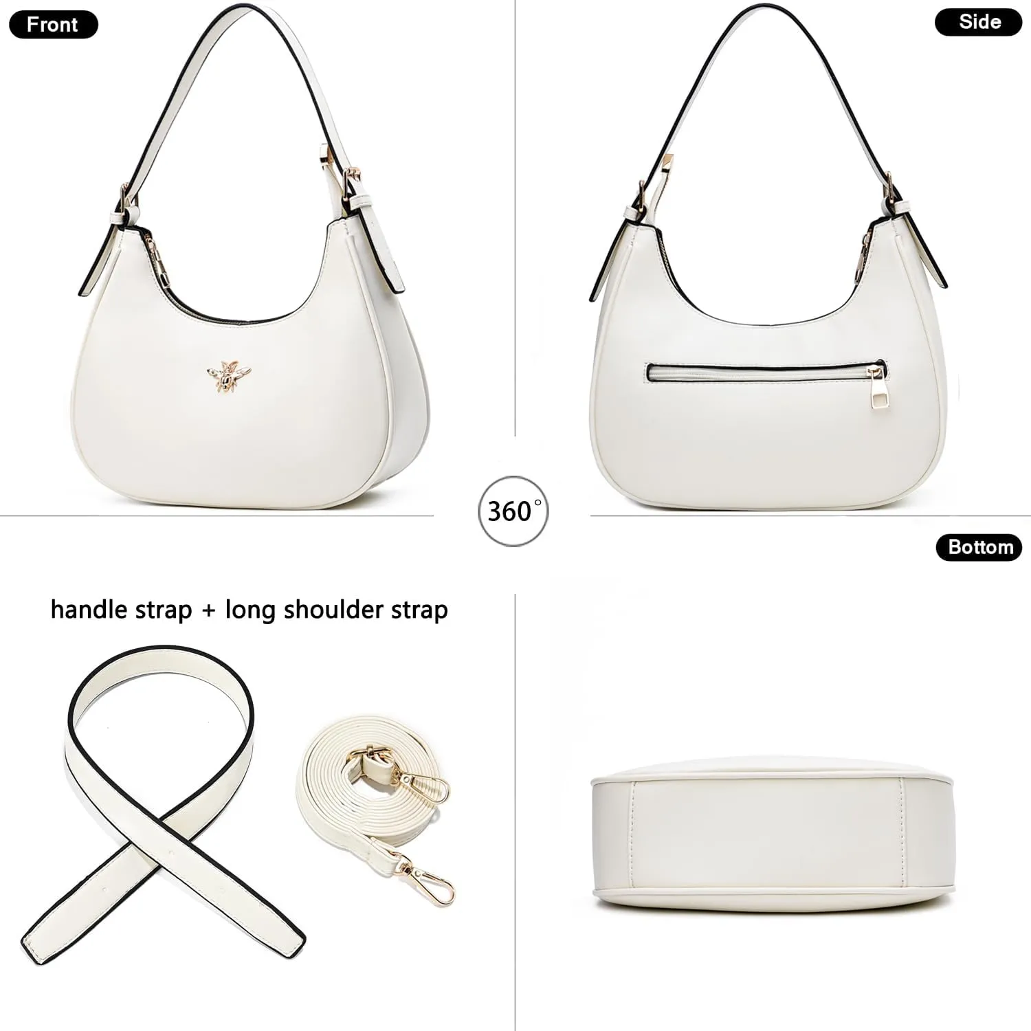 CROJUYI Small Crescent Shoulder Bags Purses for Women Retro Classic Clutch Hobo Tote Purse and Handbag Cute Crossbody Bags