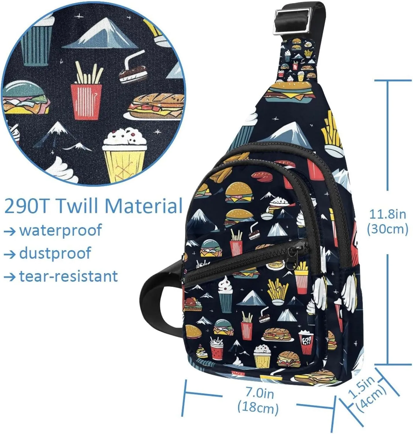 Crossbody Bags for Women Cross Body Bag for Woman Sling Bag Crossbody Bag Drink ice cream gamburger hot dog pita t (1) Sling Backpack Travel