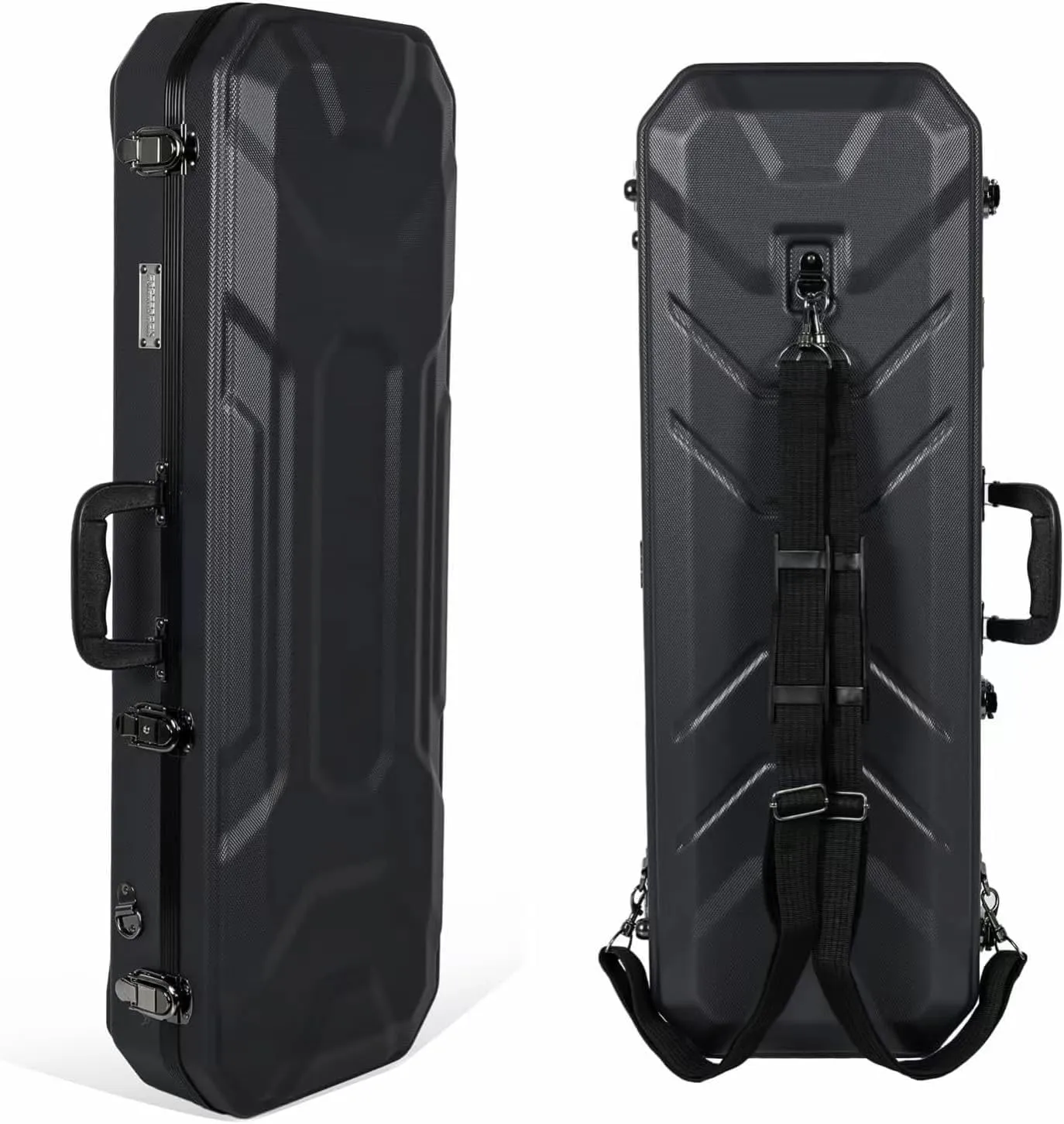 Crossrock 4/4 size Violin Case | ABS Molded Hardshell with Interior Compartment, 2 Bow Holders, Security Lock, and Detachable Straps-Black (CRA860VFBK)