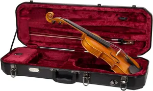 Crossrock 4/4 size Violin Case | ABS Molded Hardshell with Interior Compartment, 2 Bow Holders, Security Lock, and Detachable Straps-Black (CRA860VFBK)