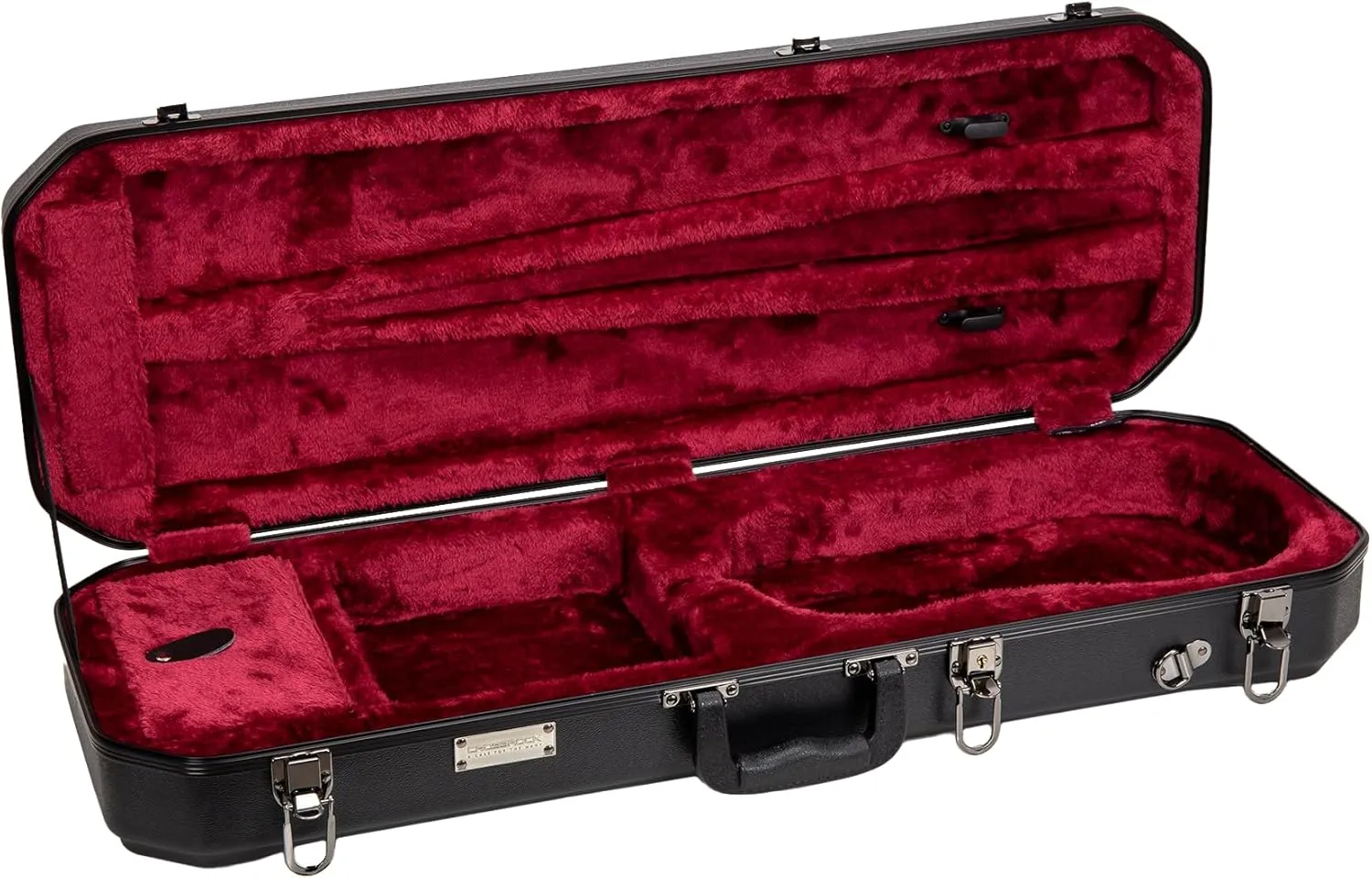 Crossrock 4/4 size Violin Case | ABS Molded Hardshell with Interior Compartment, 2 Bow Holders, Security Lock, and Detachable Straps-Black (CRA860VFBK)