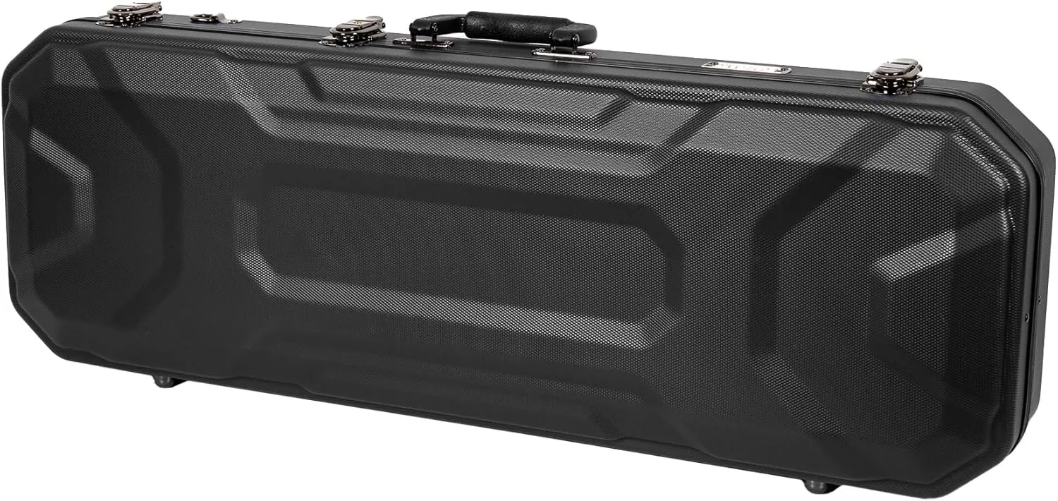Crossrock 4/4 size Violin Case | ABS Molded Hardshell with Interior Compartment, 2 Bow Holders, Security Lock, and Detachable Straps-Black (CRA860VFBK)
