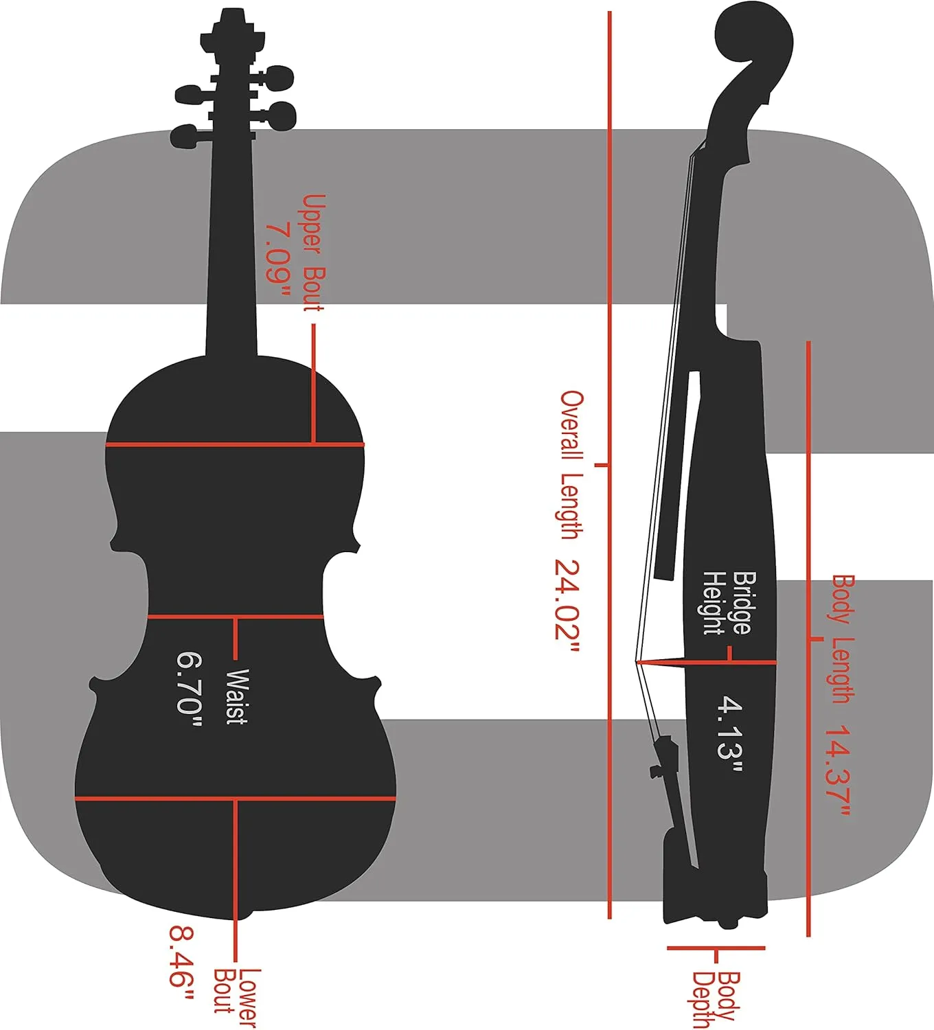 Crossrock 4/4 size Violin Case | ABS Molded Hardshell with Interior Compartment, 2 Bow Holders, Security Lock, and Detachable Straps-Black (CRA860VFBK)