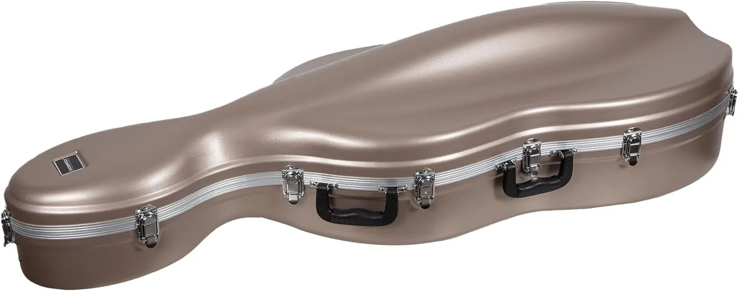 Crossrock ABS Cello Case for 4/4 & 3/4 Size | Champagne Matte Finish, Wine Red Velvet Interior, Molded Hardshell with Wheels, Lock, Dual Bow Holders & Backpack Straps​