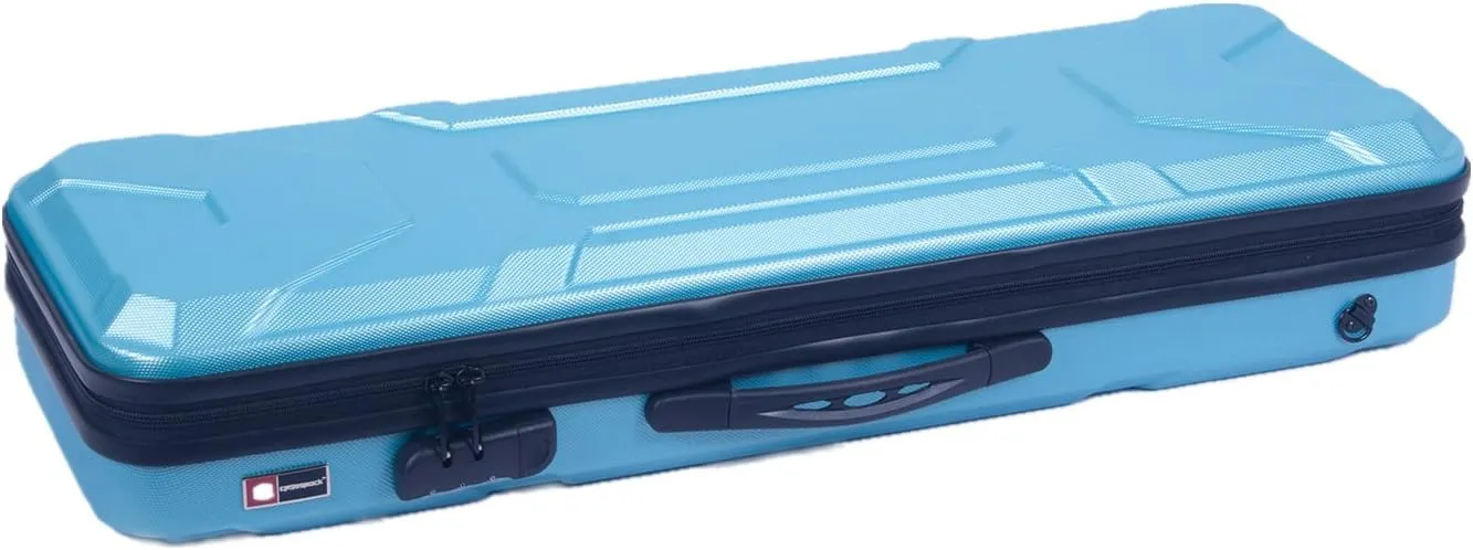Crossrock ABS Oblong 4/4 Violin Case with Plush Interior | Lightweight Hardshell with Bow Storage, Spacious Accessory Compartment, Backpack Straps, Lock – Ideal for Students & Daily Travel -Turquoise