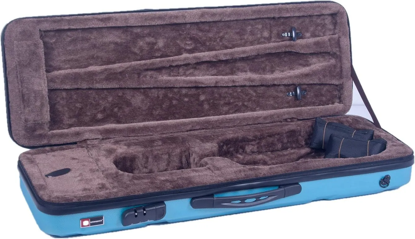Crossrock ABS Oblong 4/4 Violin Case with Plush Interior | Lightweight Hardshell with Bow Storage, Spacious Accessory Compartment, Backpack Straps, Lock – Ideal for Students & Daily Travel -Turquoise