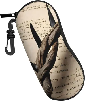 (Crown of thorns) Portable Glasses Case Soft Lightweight Eyewear Pouch with Zipper Neoprene Sunglasses Bag with Carabiner Compact Flexible Travel Sleeve for Purse Backpack Car Office