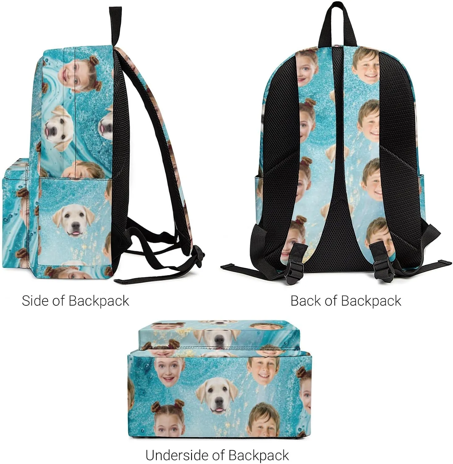 Custom Backpack with Face, Personalized Face School Bag for Boys Girls Men Women, Customized Faces Casual Laptop Backpacks with Adjustable Shoulder Strap for School Work Travel Camping