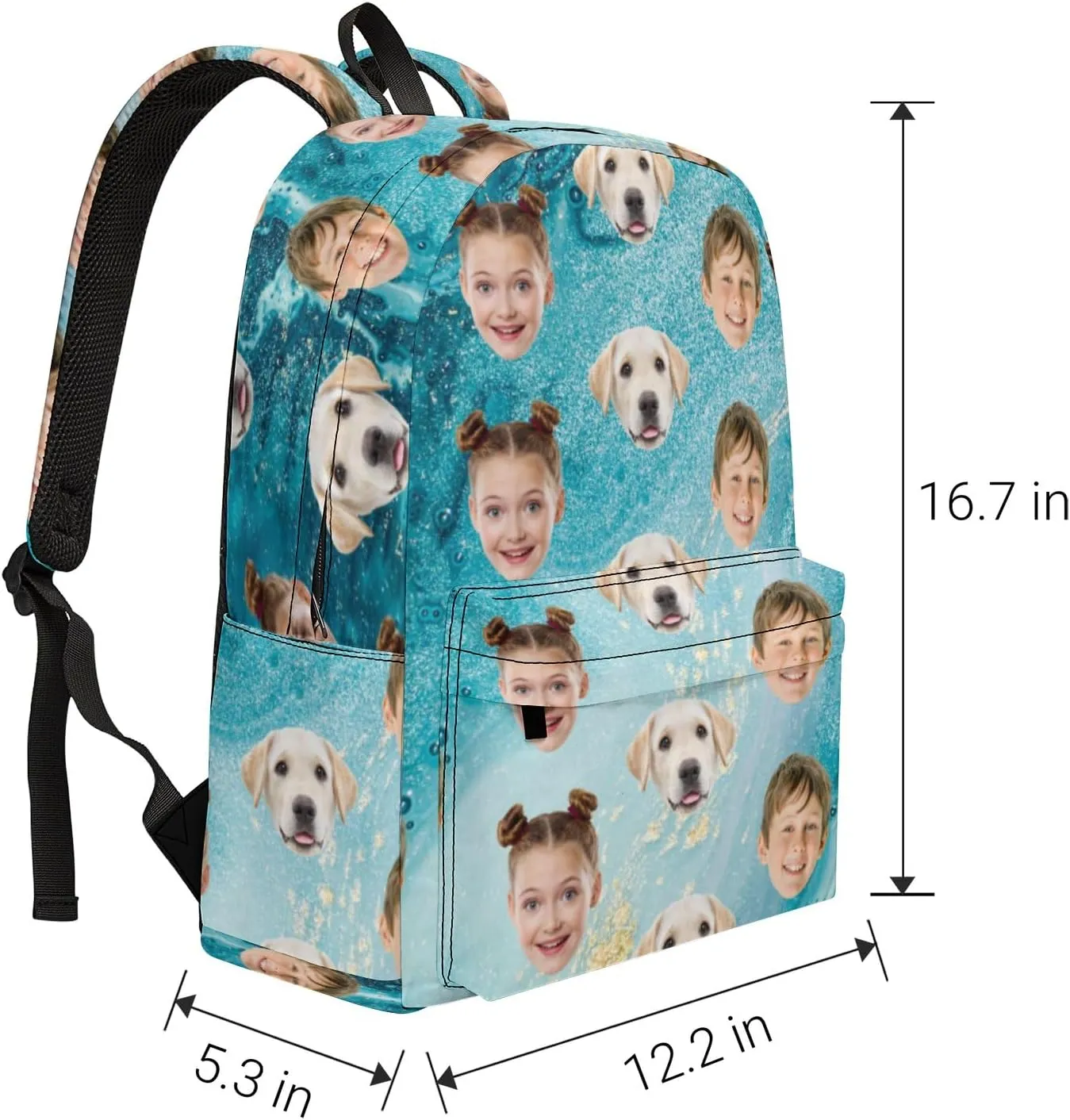 Custom Backpack with Face, Personalized Face School Bag for Boys Girls Men Women, Customized Faces Casual Laptop Backpacks with Adjustable Shoulder Strap for School Work Travel Camping