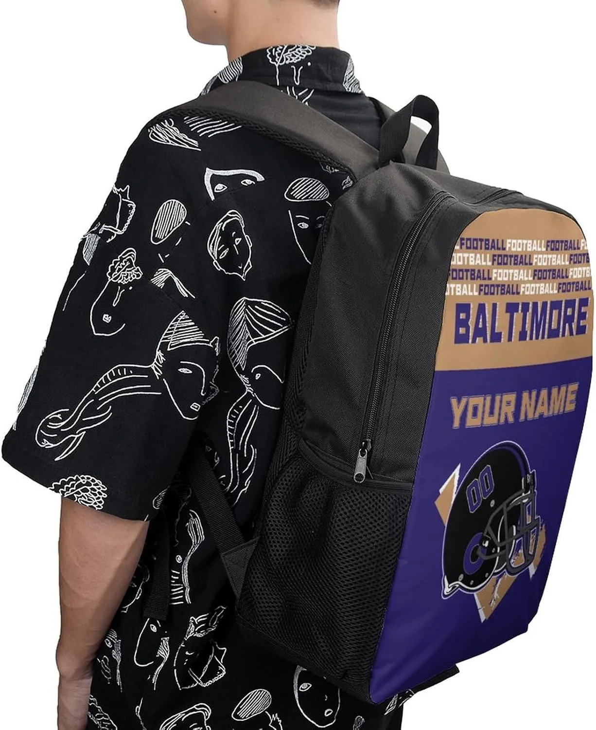 Custom Baltimore Backpack Personalized Name Number 17 Inch Large Capacity Laptop Bag Travel Daypack for Men Women Boys Gifts