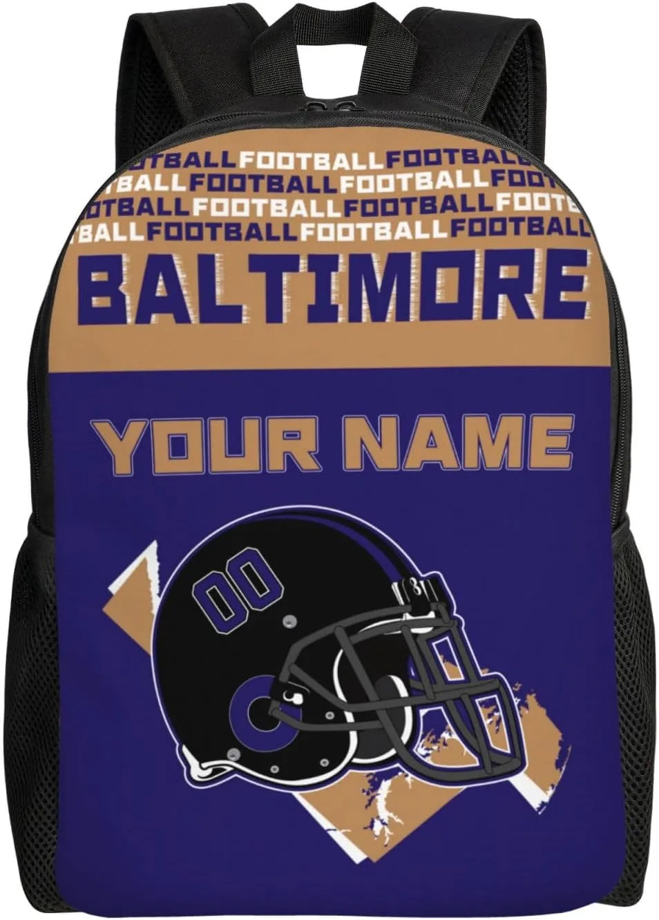 Custom Baltimore Backpack Personalized Name Number 17 Inch Large Capacity Laptop Bag Travel Daypack for Men Women Boys Gifts