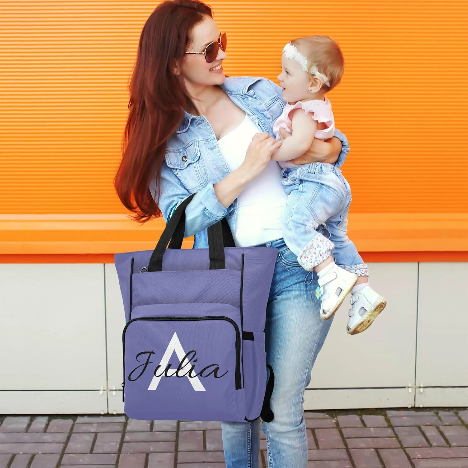 Custom Very Peri Diaper Bag Backpack for Men Women Large Capacity Baby Changing Totes with Three Pockets Multifunction Nappy Changing Bag for Playing