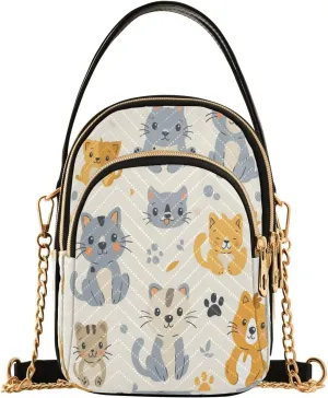 Cute Cat Shoulder Bags for Women Retro Classic Handbag Purse Small Purses with Chain