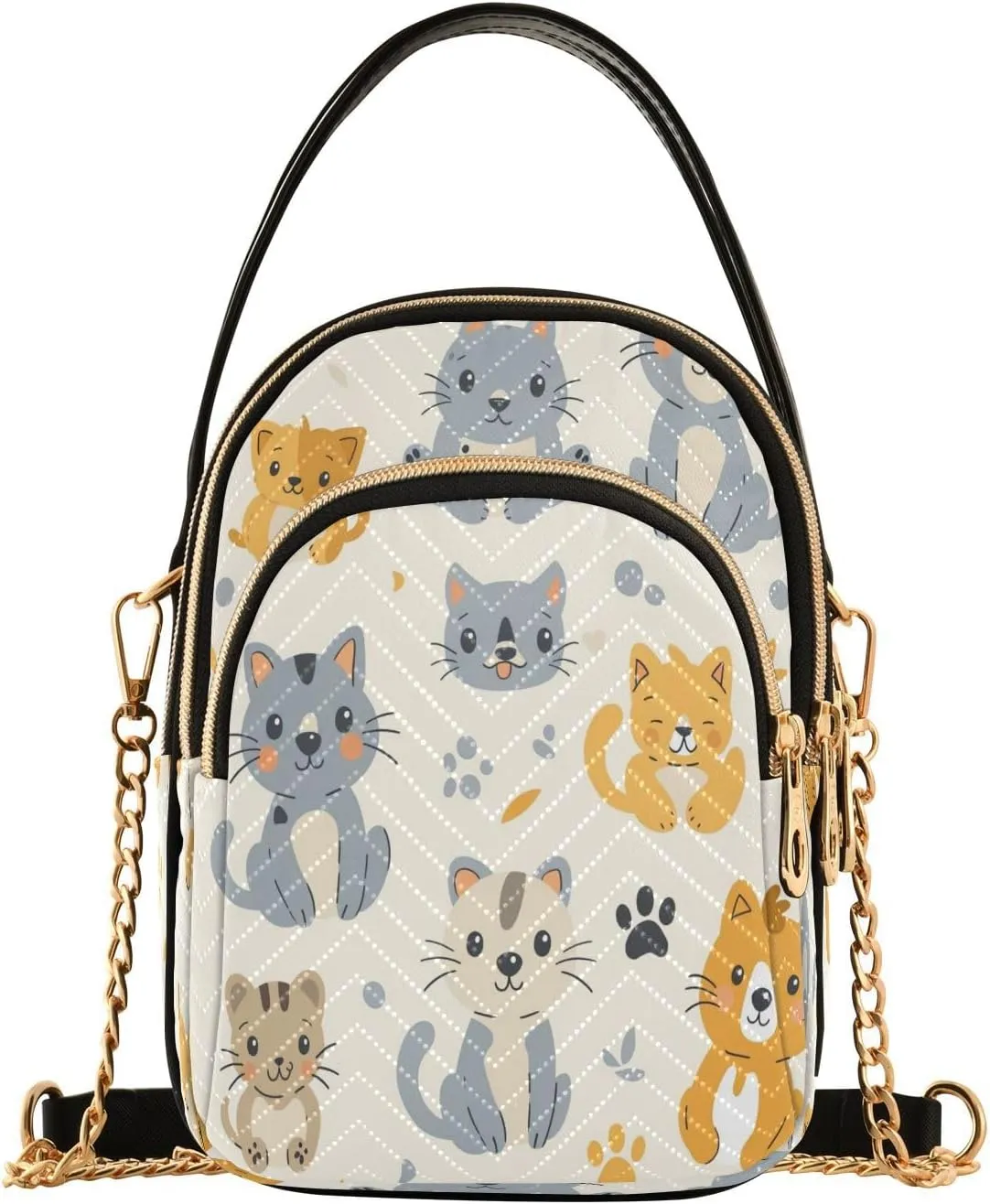 Cute Cat Shoulder Bags for Women Retro Classic Handbag Purse Small Purses with Chain