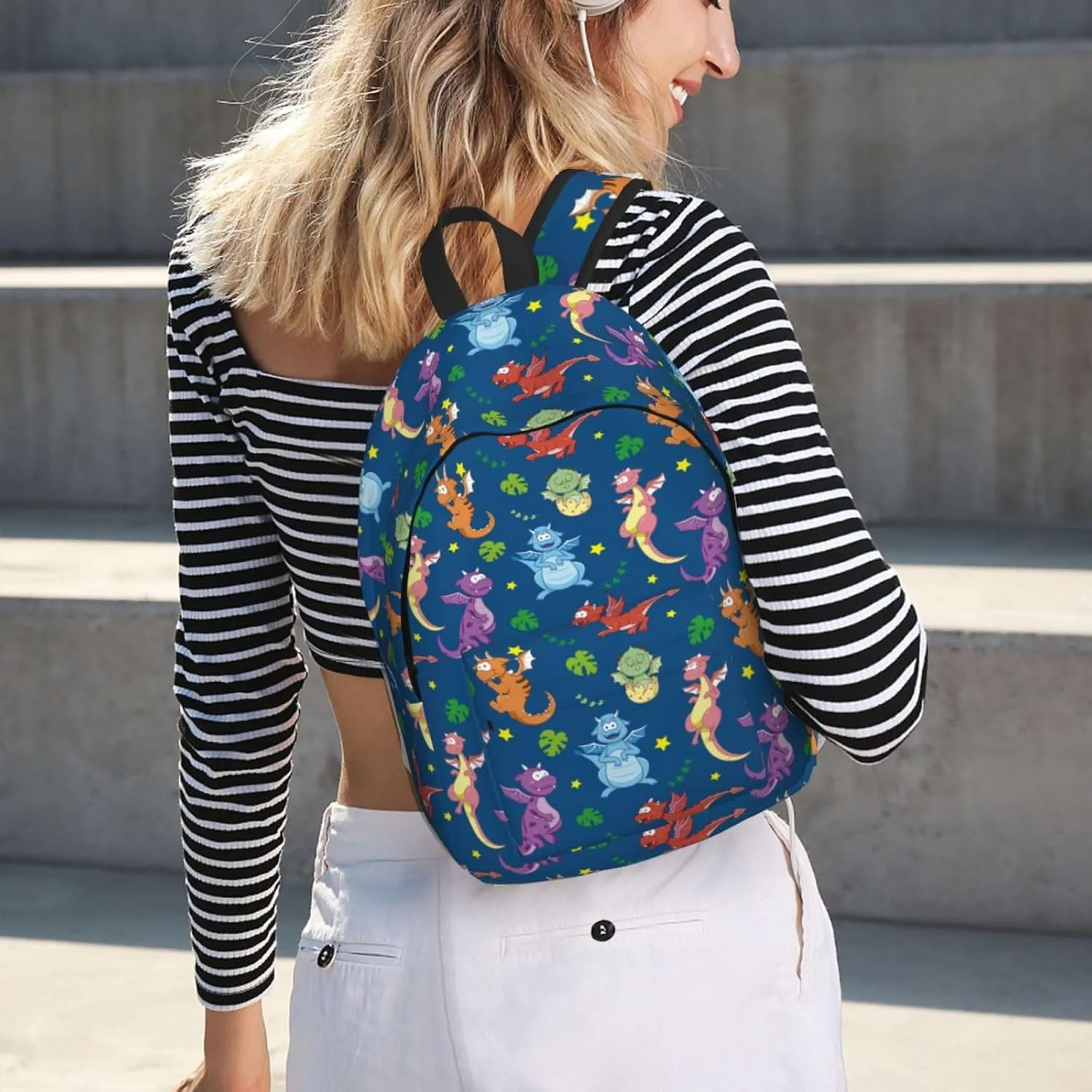Cute Dinosaur Backpack Laptop Bag Durable Canvas Capacity Large Cute Backpacks Travel Bag - Medium