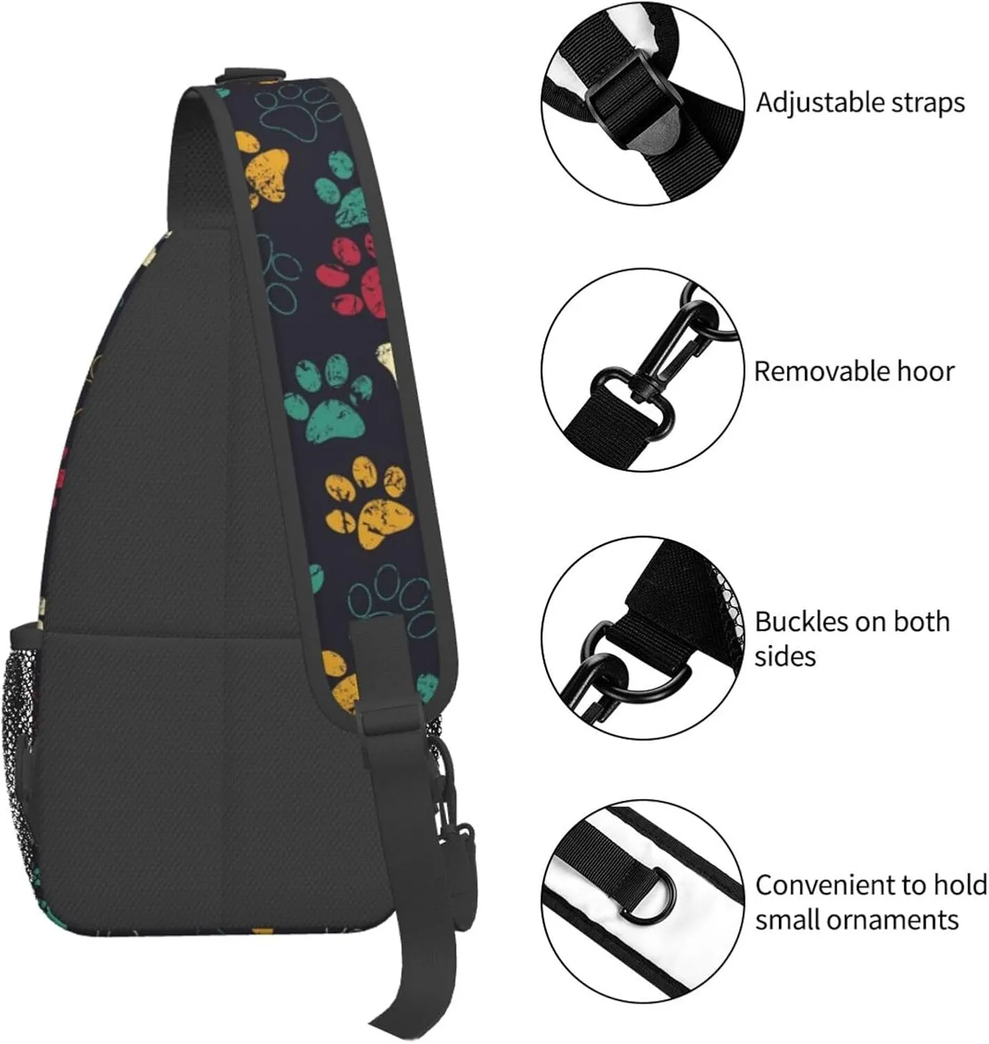 Cute Dog Paw Print Sling Bag Crossbody Bags Backpacks Dog Paw Chest Bag for Women Men Working, Shopping