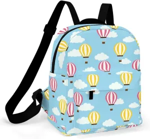 Cute Hot Air Balloon Print Backpacks Laptop Mini Backpacks for Women Travel Shoulder Bag Bookbag Rucksack Daypack 10 Inch