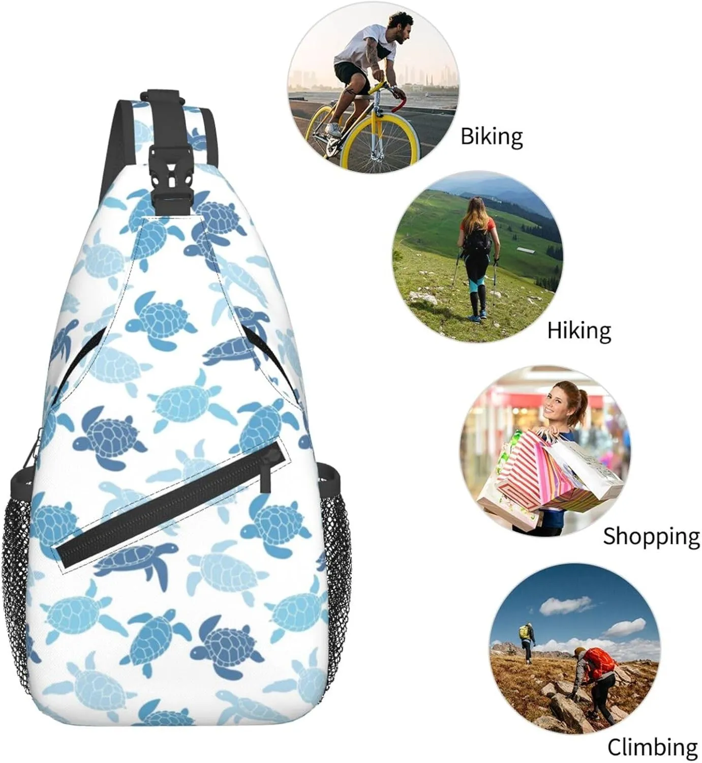 Cute Sea Turtles Crossbody Sling Bag Chest Bag Backpacks for Men Women Working,Travelling