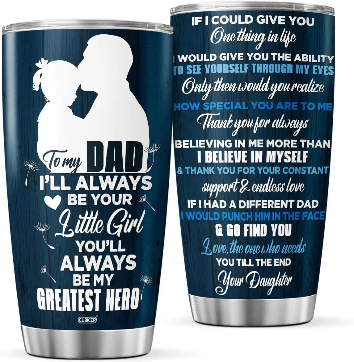 Dad Coffee Tumbler 20 Oz Double Walled Stainless Steel Mug With Lid For Daddy Father Gifts For Men Birthday Celebration From Wife Daughter Son On Christmas Parent Day