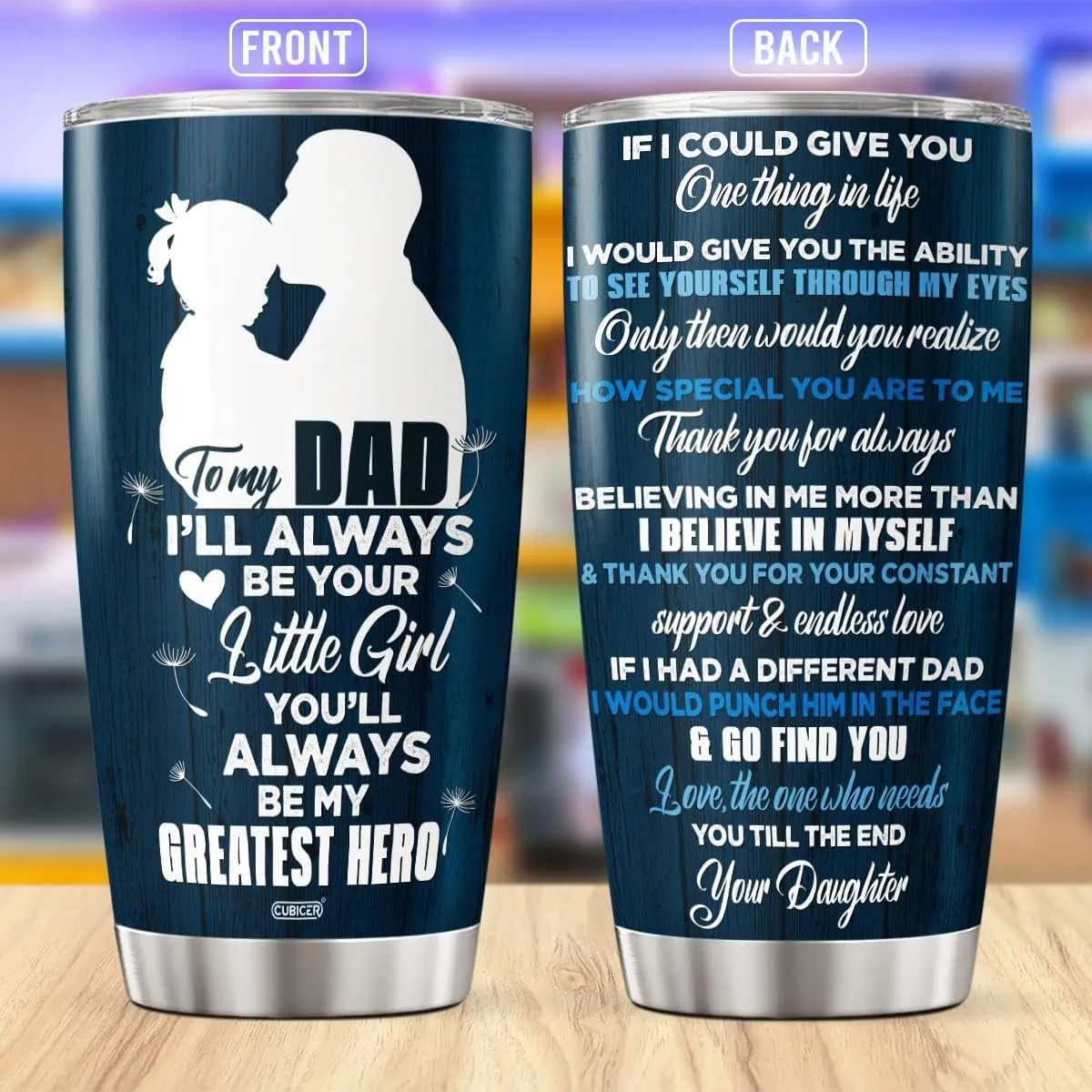 Dad Coffee Tumbler 20 Oz Double Walled Stainless Steel Mug With Lid For Daddy Father Gifts For Men Birthday Celebration From Wife Daughter Son On Christmas Parent Day