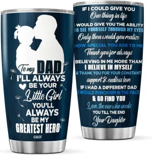Dad Coffee Tumbler 20 Oz Double Walled Stainless Steel Mug With Lid For Daddy Father Gifts For Men Birthday Celebration From Wife Daughter Son On Christmas Parent Day