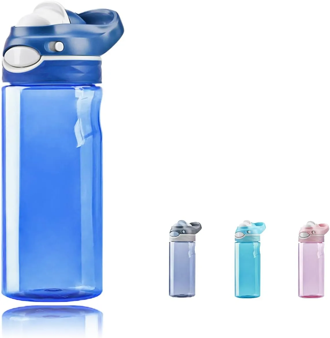 DEARART 16oz Blue Water Bottle Small Bottle With No Straw, Wide Mouth Easy Clean BPA Free Leak Proof, Has Handle Carry Easily, Suit Sports School Office Yoga Gym Home etc.