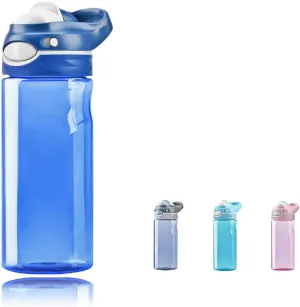 DEARART 16oz Blue Water Bottle Small Bottle With No Straw, Wide Mouth Easy Clean BPA Free Leak Proof, Has Handle Carry Easily, Suit Sports School Office Yoga Gym Home etc.