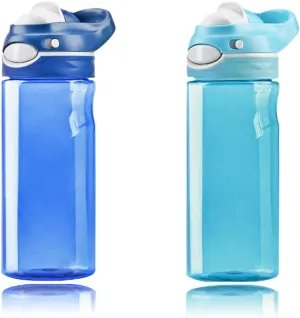 DEARART 2-Pack 16oz Blue Water Bottle and Sky Blue Water Bottle Without Straw Wide Mouth, BPA FREE Has Handle Small Clear Bottles with Handle Easy Carried, Suit Sports Office School Working etc.