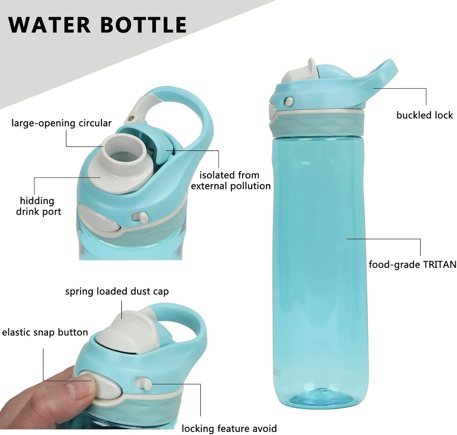 DEARART 2-Pack 26oz Blue Water Bottle and Sky Blue Water Bottle With No Straw, BPA FREE Leakproof Wide Mouth Has Handle, Easy Carried Suit Sports Travel Office School etc.