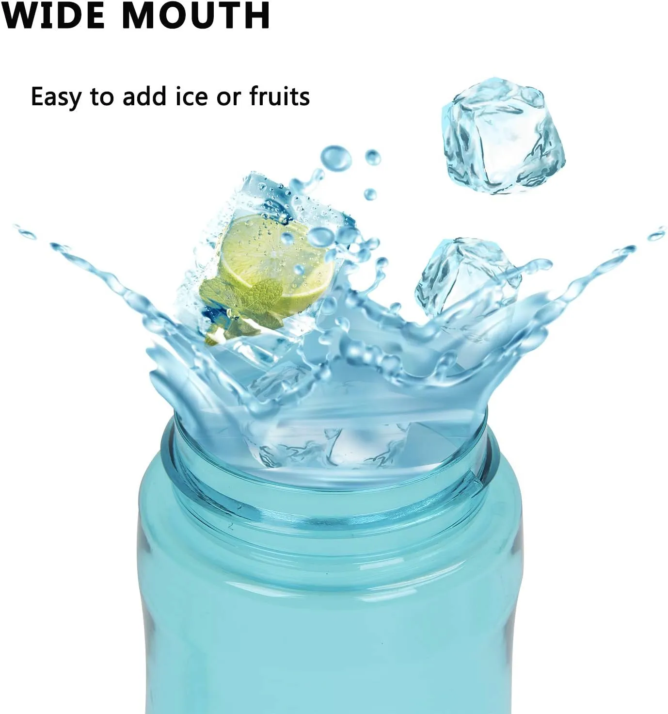 DEARART 2-Pack 26oz Blue Water Bottle and Sky Blue Water Bottle With No Straw, BPA FREE Leakproof Wide Mouth Has Handle, Easy Carried Suit Sports Travel Office School etc.