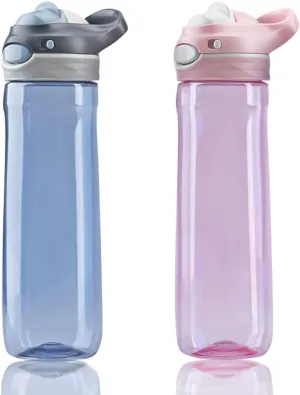 DEARART 2-Pack 26oz Grey Water Bottle and Pink Water Bottles Without Straw, AUTOSPOUT BPA FREE Has Handle Easy Carried, Suit Office Gym Work School Travel etc.