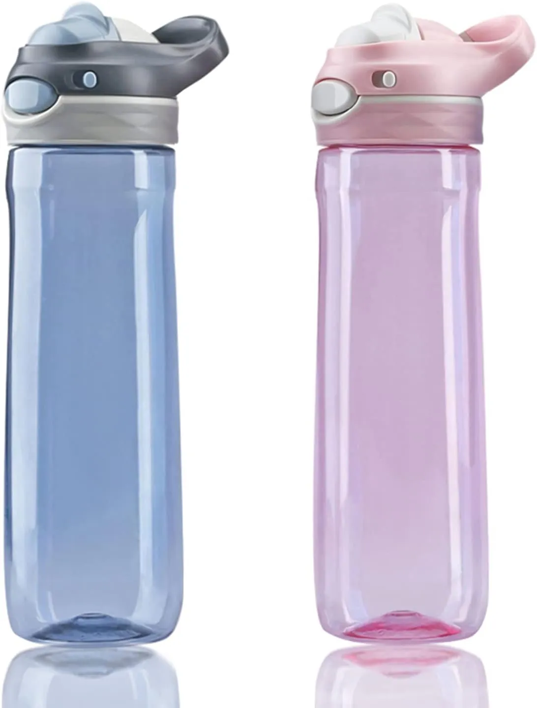 DEARART 2-Pack 26oz Grey Water Bottle and Pink Water Bottles Without Straw, AUTOSPOUT BPA FREE Has Handle Easy Carried, Suit Office Gym Work School Travel etc.