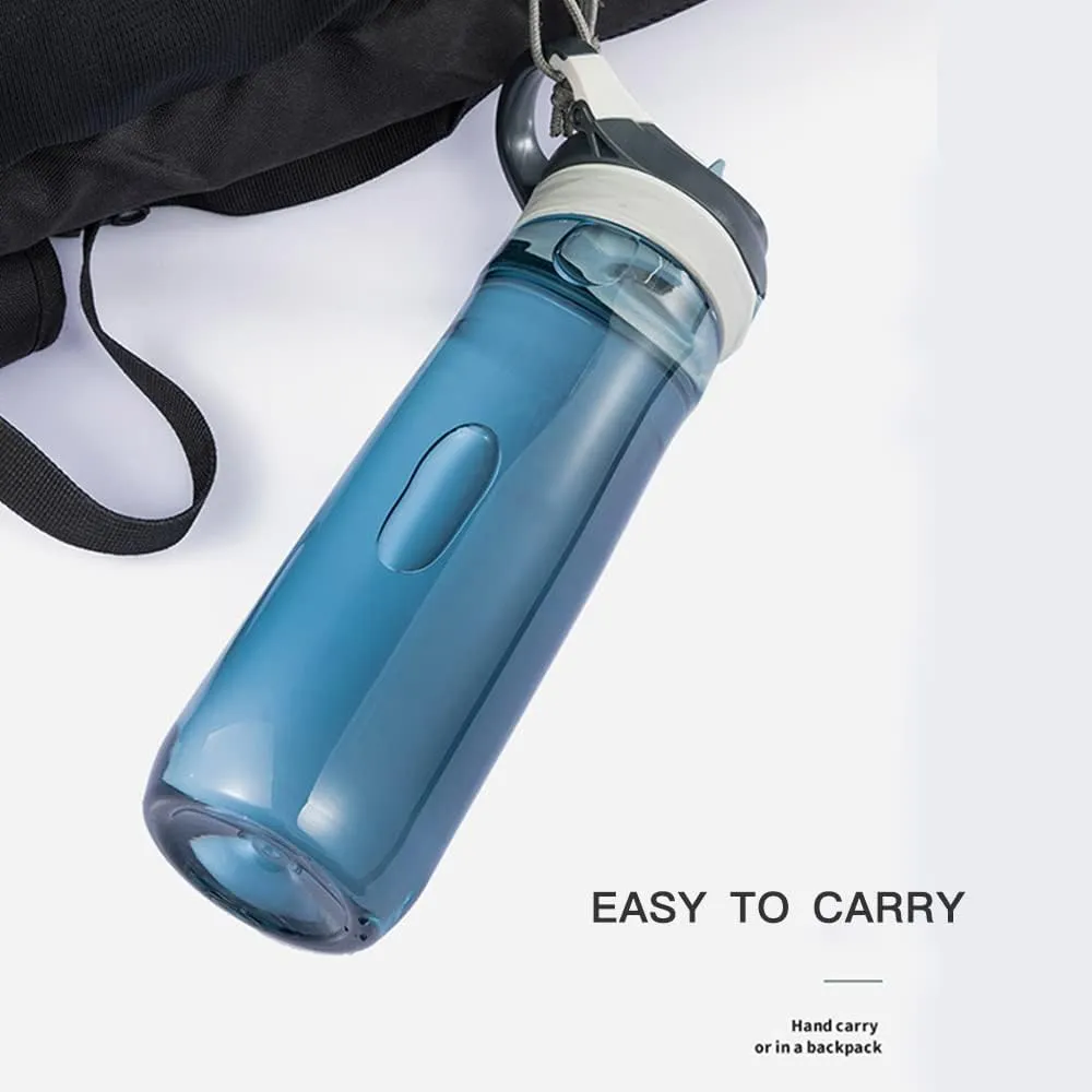 DEARART 26oz Grey Water Bottle No Straw, Clear Bottles with Handle Easy Carried, Wide Mouth AUTOSPOUT Leak Proof Locking Button Flip Up Lid, Suit Sports School Travel Office Gym etc.